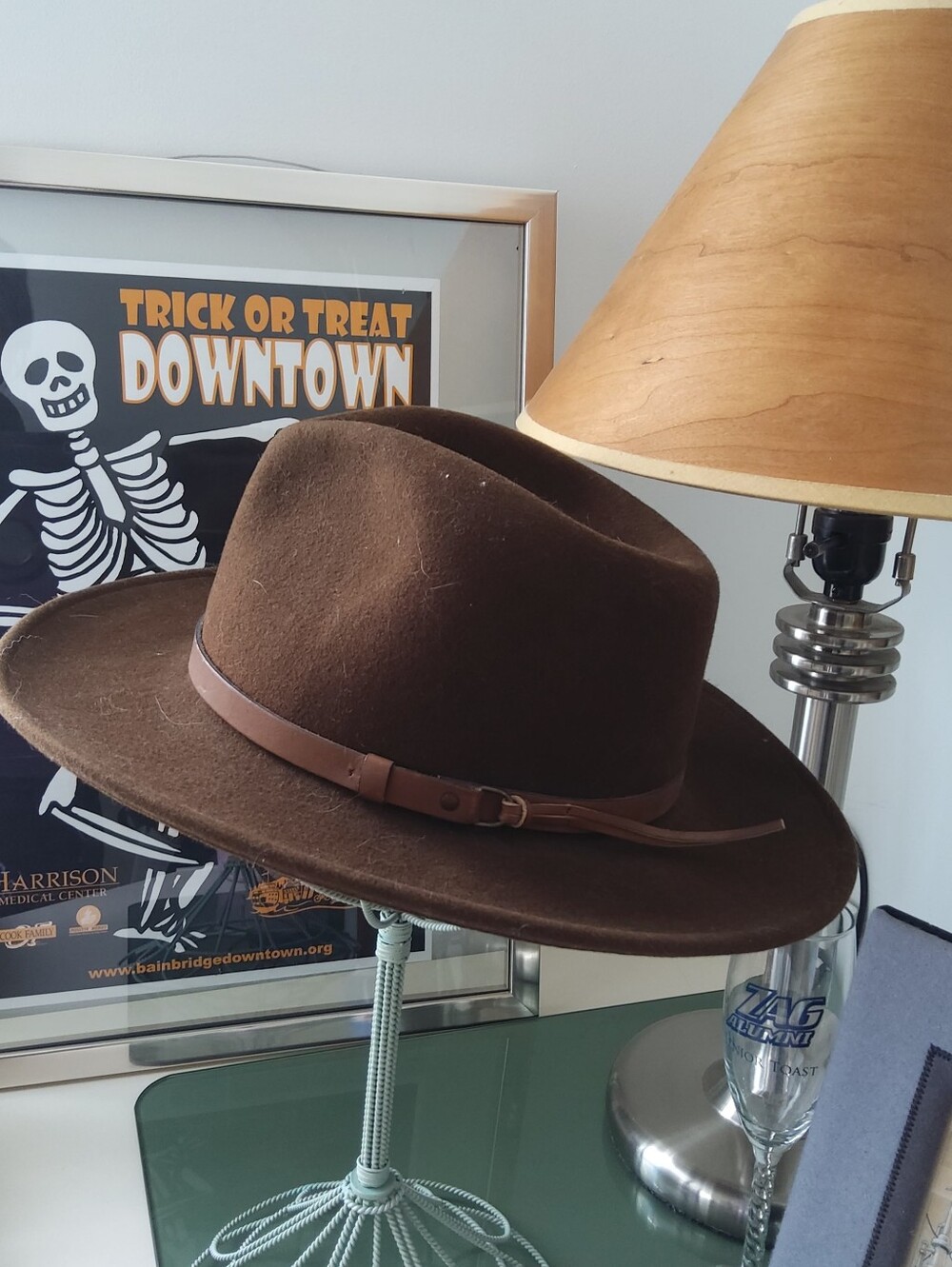 VINTAGE Brown Felt Western Hat with Leather Band Made In USA